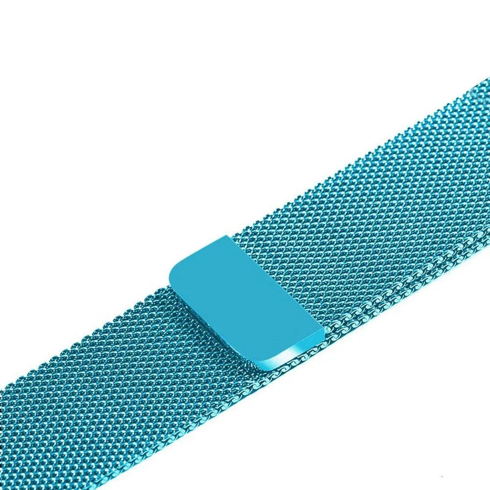 Stainless steel metal watch strap replacement band in silver, black, gold, and rose gold colours.
