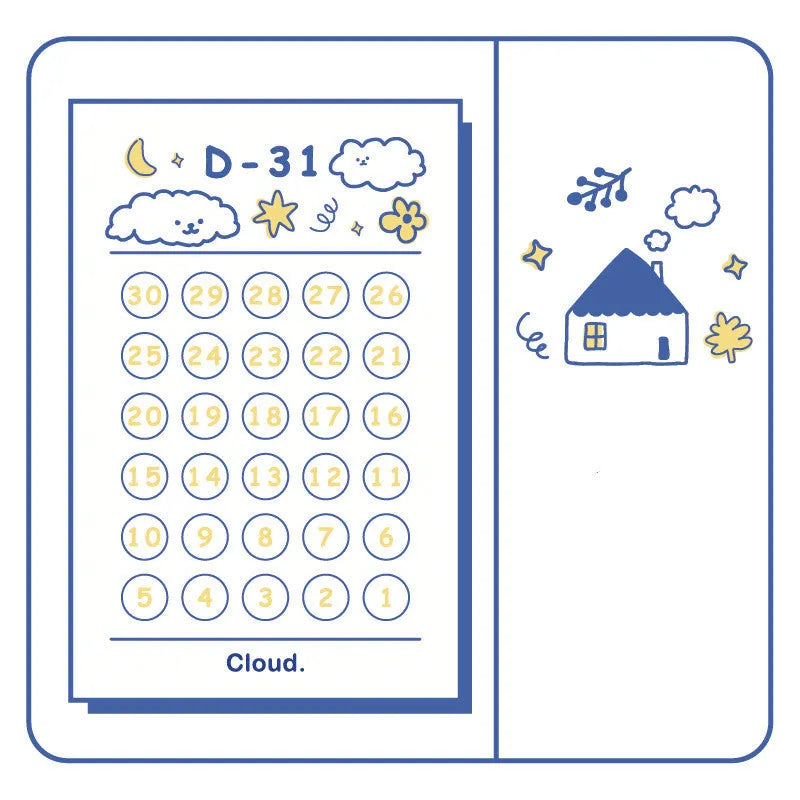Daily countdown notes notebook with 50 pages measuring 65x100mm in eight design options