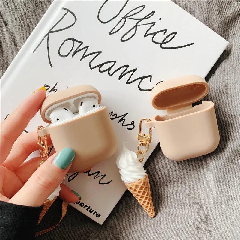 Cylinder ice cream design silicone AirPods 2 case protector set in photo colour