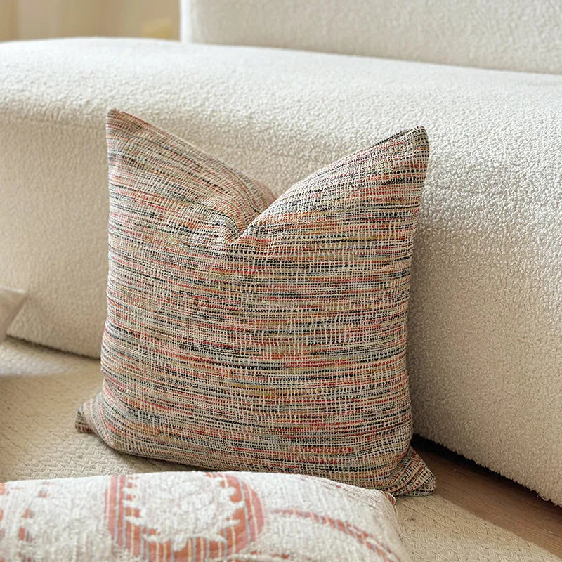American-style jacquard paisley pillow cover in amber colour showing plant and flower pattern