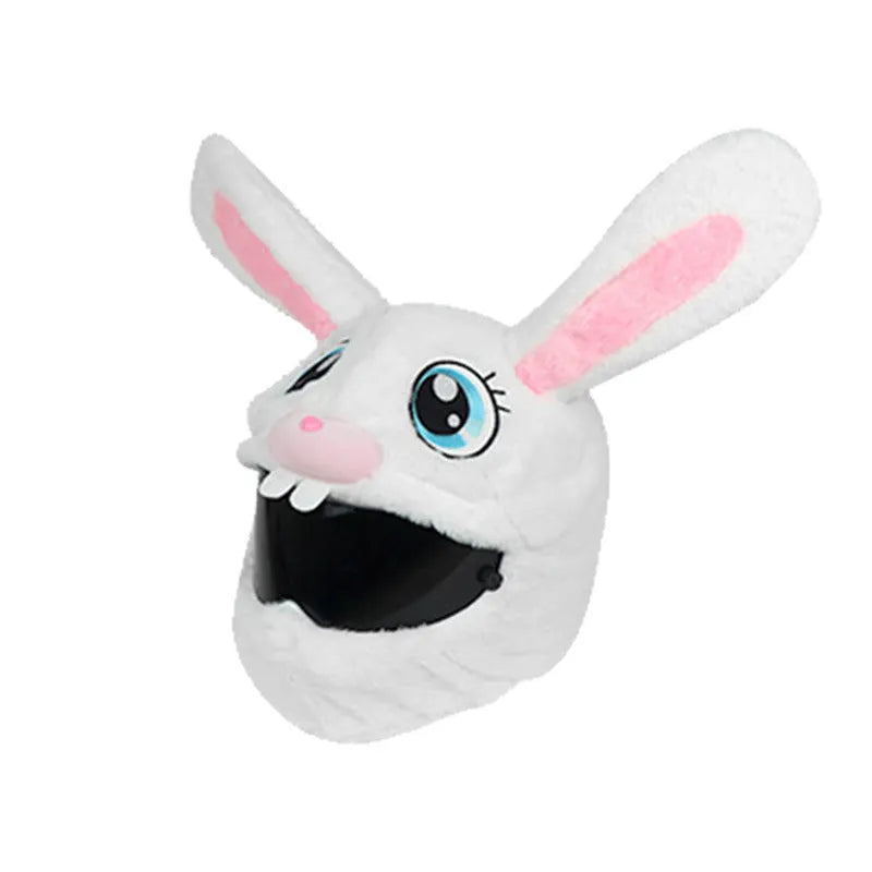 White rabbit head decorative cover for motorcycle helmet with long ears