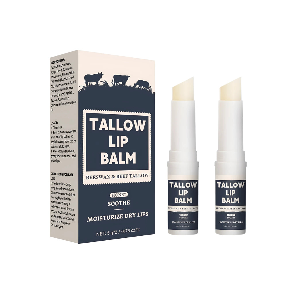 Two Light Grain Soft Full Lips Beef Fat lip balm sticks in standard packaging