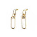Sterling silver needle coloured geometric hoop earrings for women with ring and line design.