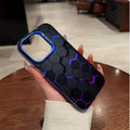 Frosted PC iPhone protective case with honeycomb square pattern in Moonlight colour options