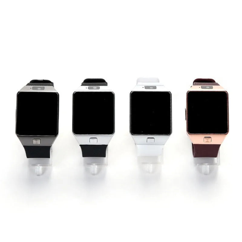 White smart watch with a 1.44-inch screen and wrist strap on a grey background.