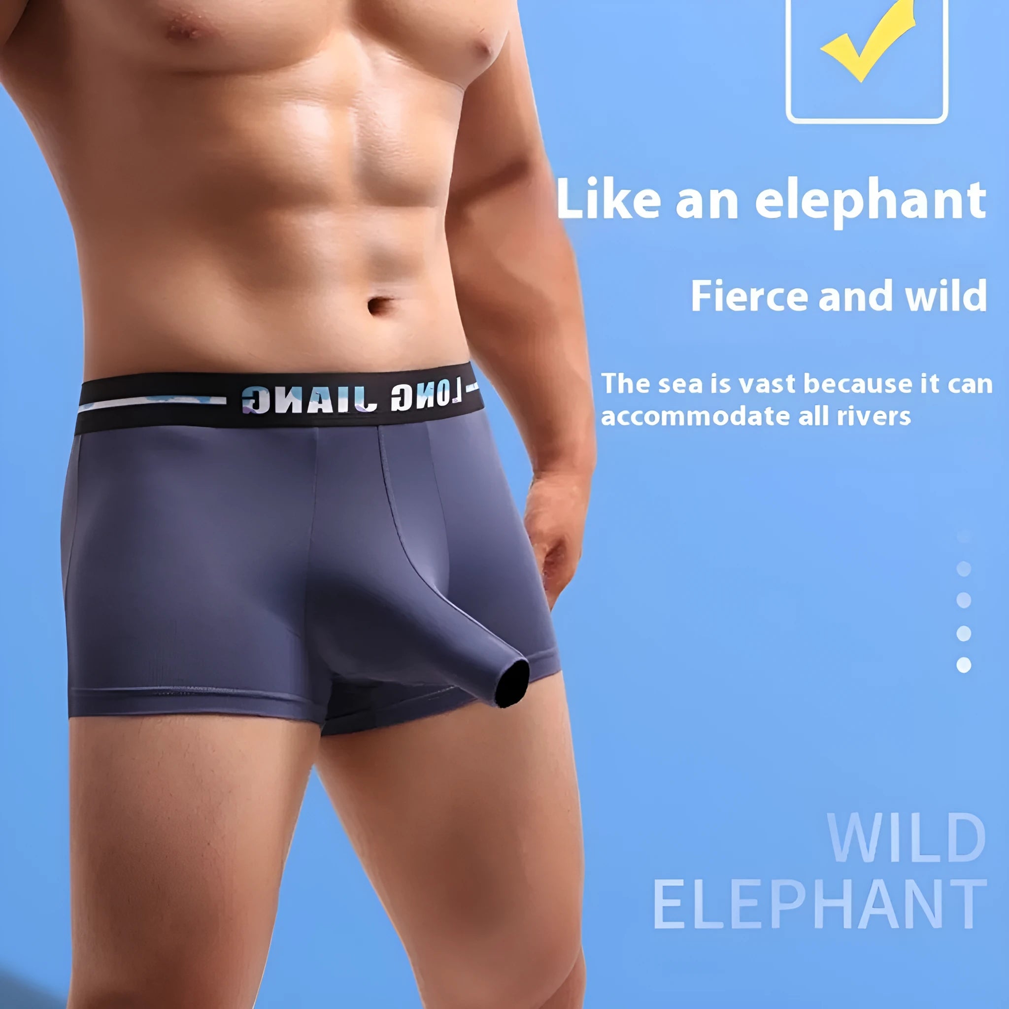 Men's ice silk trunk boxers in multiple colours with mid-waist design and thin knit fabric
