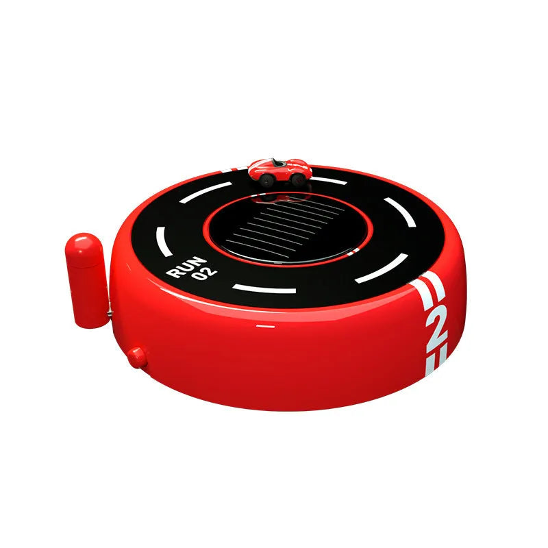 Round solar-powered car fragrance diffuser with LED lights in modern design