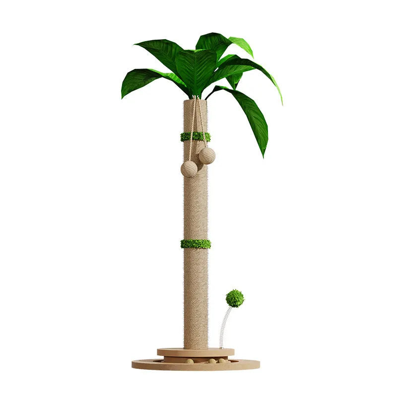 Vertical cat climbing frame with hemp rope texture in canna colour