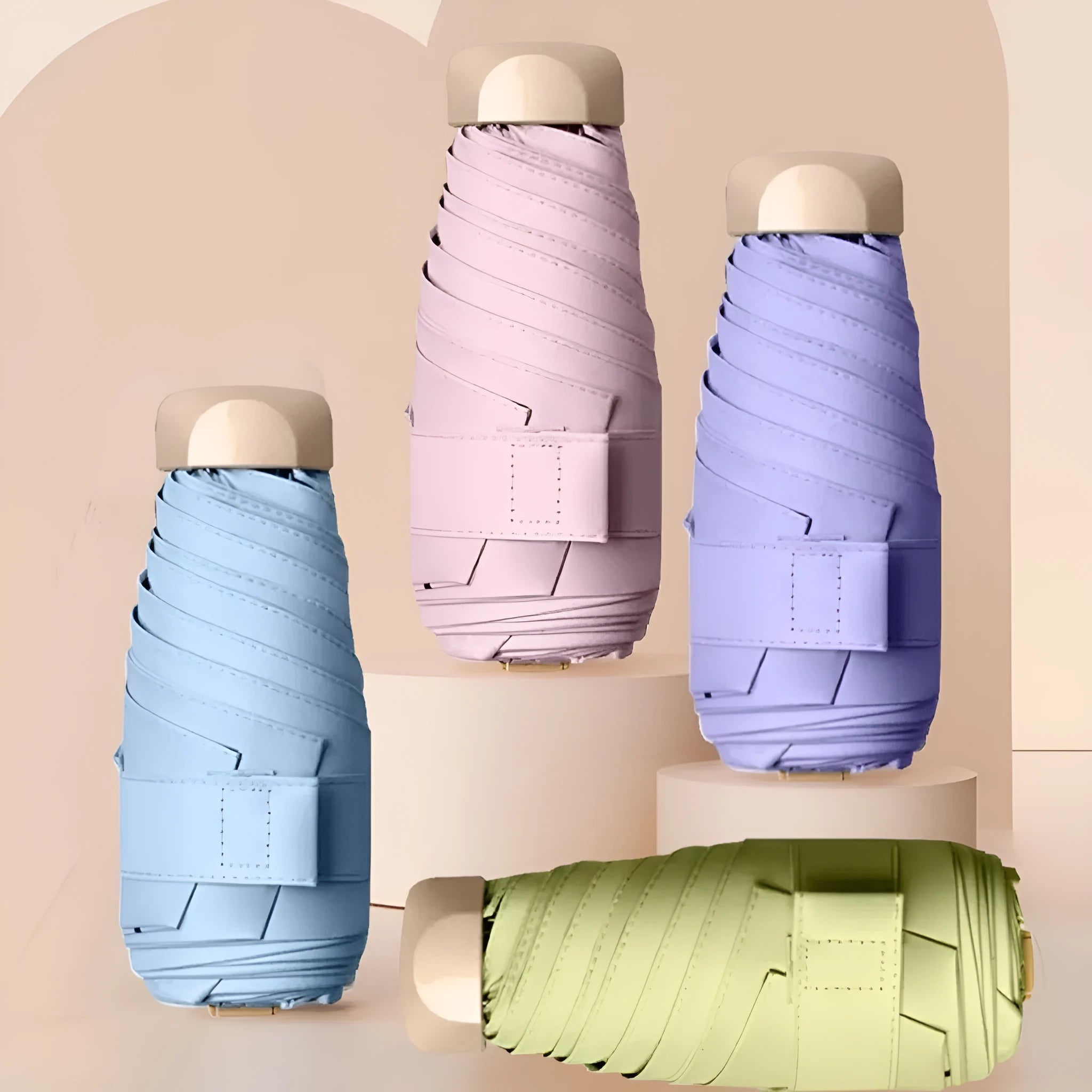 Gradient vinyl five-fold umbrella with alloy bones in multiple colour options