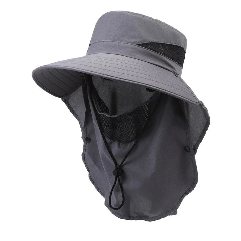 Men's wide brim fishing hat in polyester with adjustable sizing for sun protection