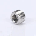 Stainless steel hexagonal plug with brass washer for 3/8 inch BSPP thread bulkhead fitting.