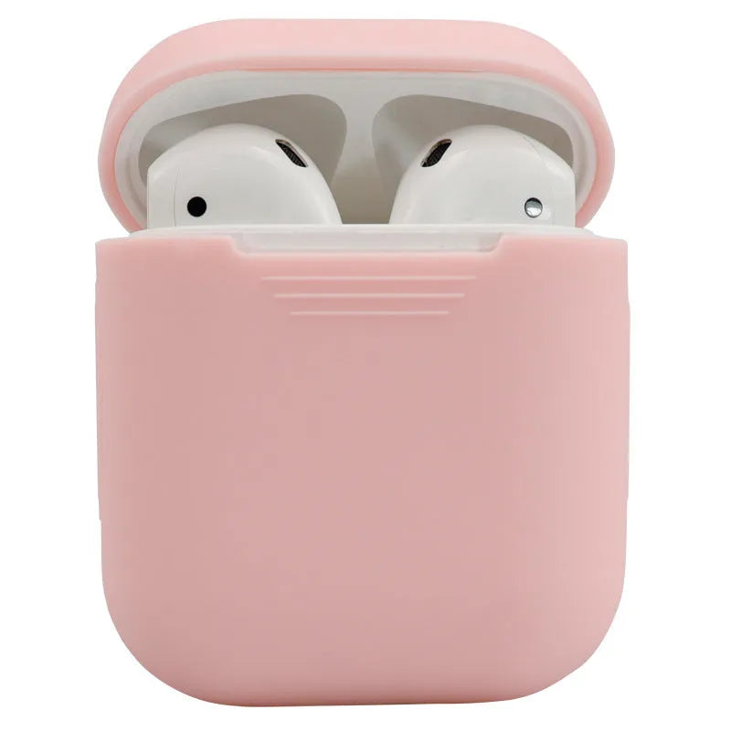 Silicone protective case cover for Apple AirPods 2 wireless headphones in multiple colour options.