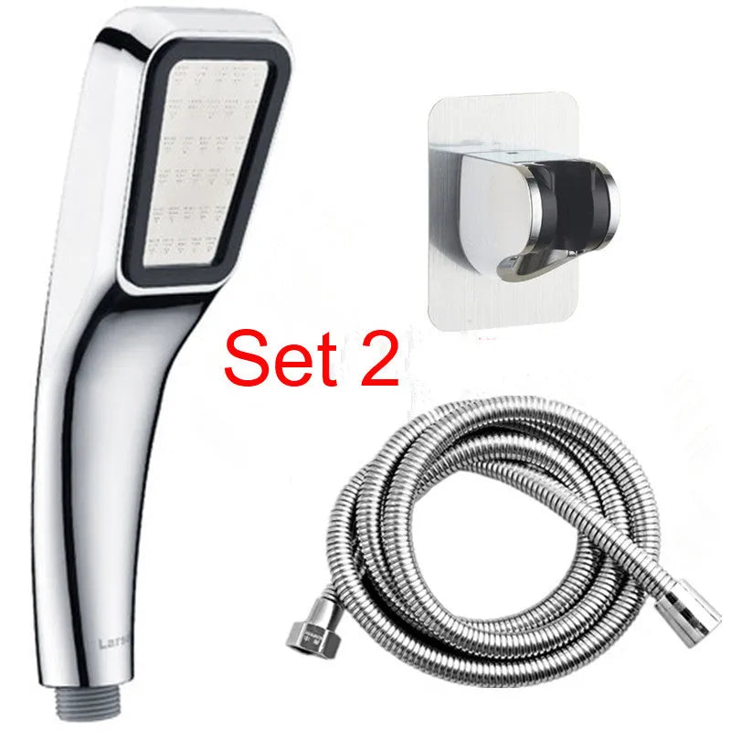 Orange hand-held pressurised shower with high-pressure rain function