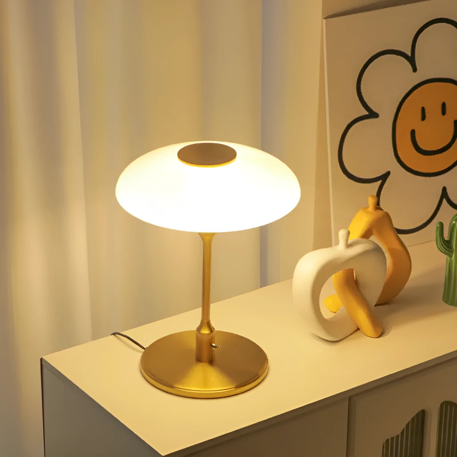 Vintage Korean style ambient light with nickel-plated metal holder in a choice of colours.