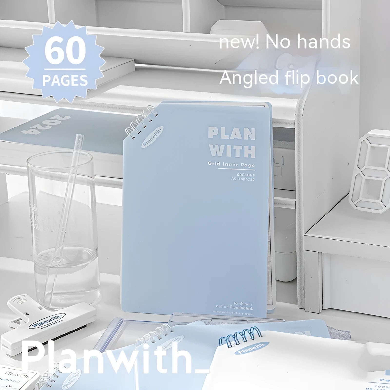 Artsy Ins Style Salt Series oblique angle student draft notebook in A5 or B5 size with white pages.