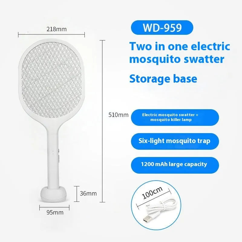 Rechargeable electric mosquito swatter with USB port and ABS plastic shell for indoor use