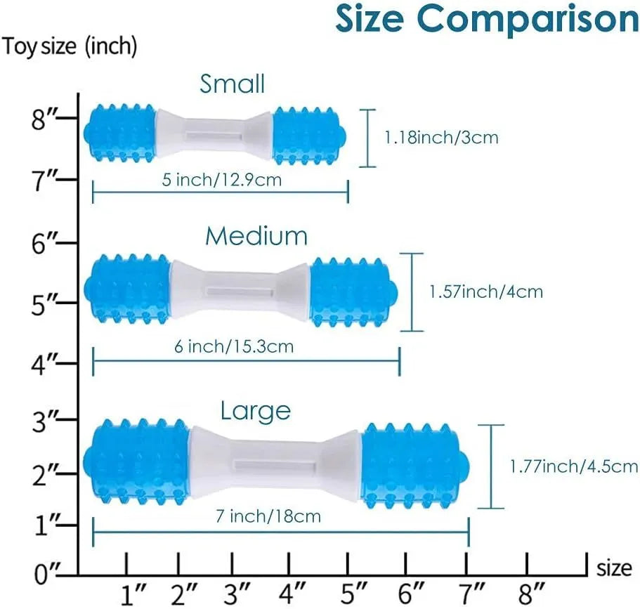 Dual-colour puppy teething chew toy for dental health in three sizes