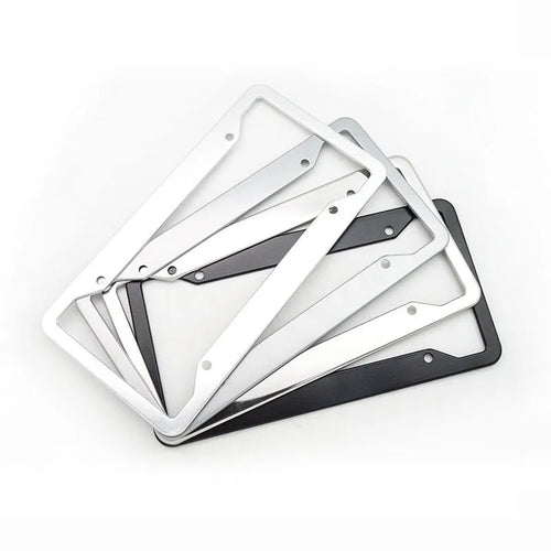 Aluminium alloy licence plate frame in black finish, showing 200x150mm dimensions.