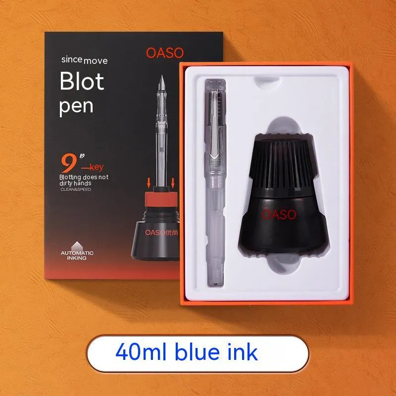 Automatic suction pen set with plastic pen, ink feeder, and choice of 0.5mm or 0.38mm pen heads