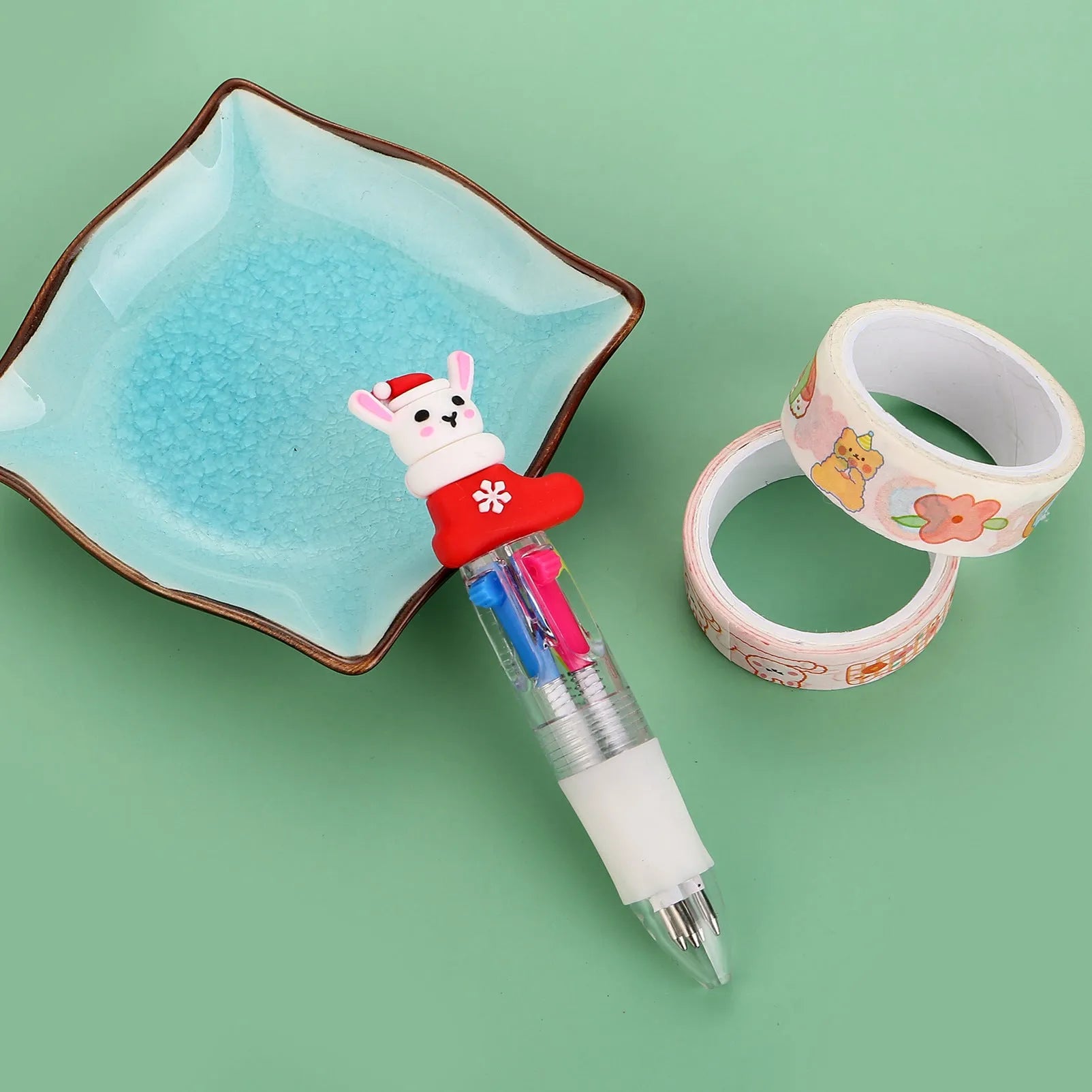 Christmas four-colour press ballpoint pen showing 11cm length with festive designs