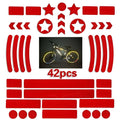 Bicycle reflective tape with geometric grid pattern in four colours showing 11.5x21cm dimensions