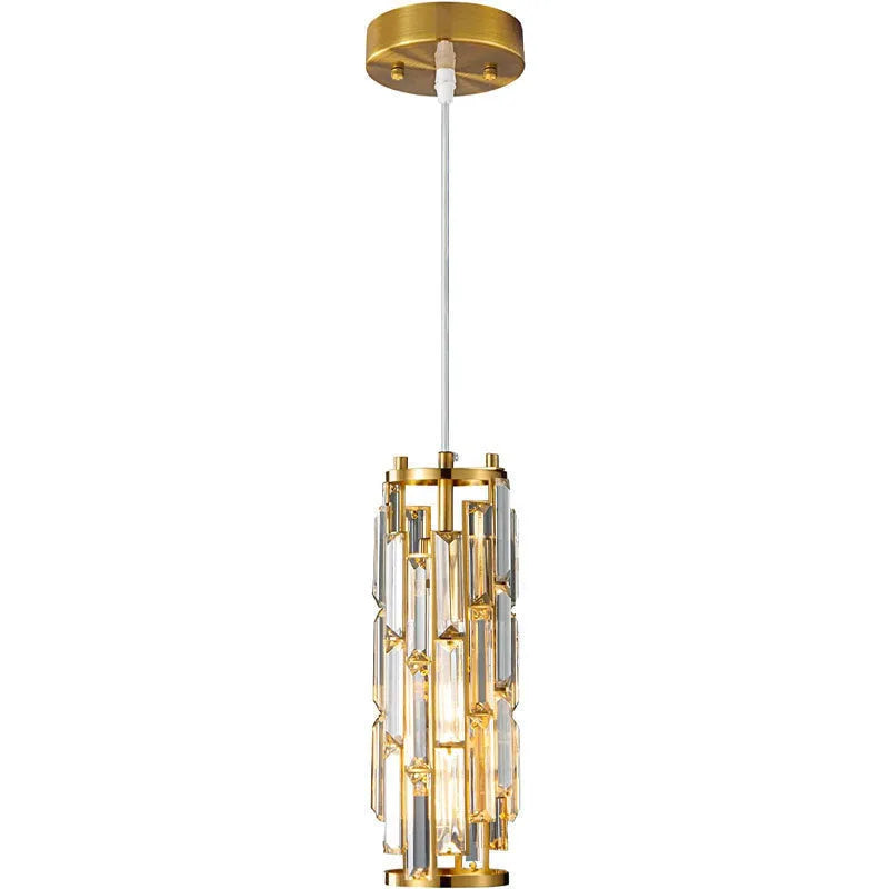 Industrial style single head LED droplight with crystal detailing in black, gold, or chrome finish
