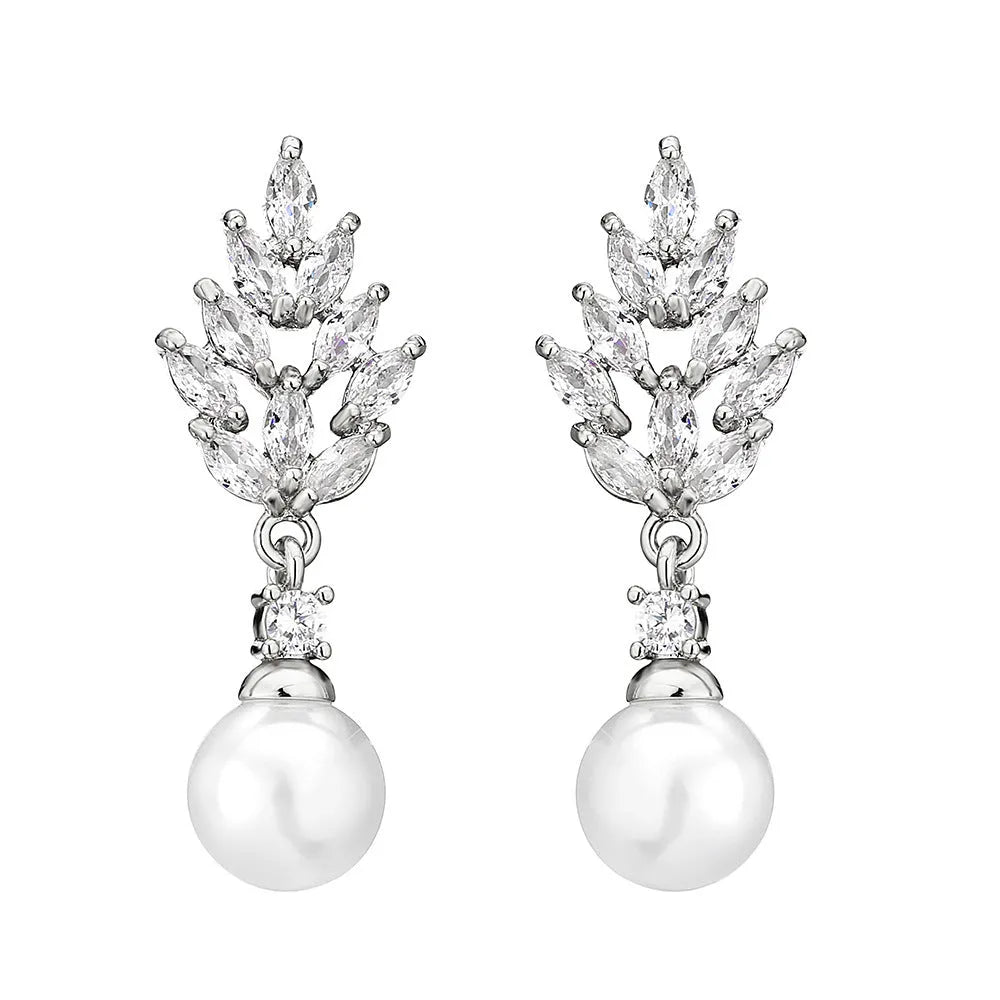 Geometric flower earrings with micro inlaid zircon stones in gold, platinum and rose gold plating options