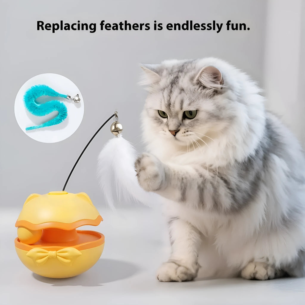 Electric cat toy tumbler in lemon yellow, sky blue, or soft fog grey for indoor cat play