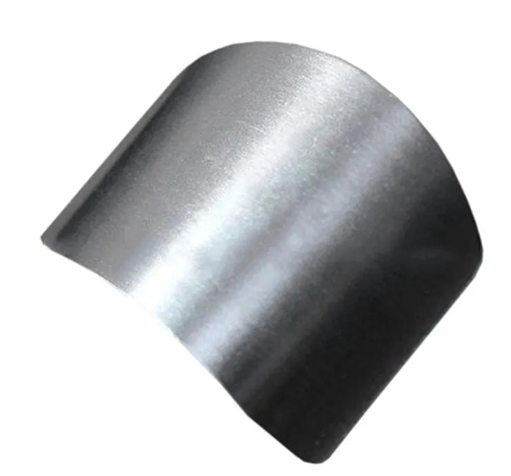 Stainless steel finger guard for kitchen use, shown in single and double-finger sizes.