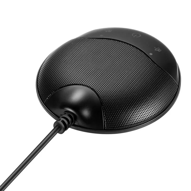 Black A7 USB condenser microphone for conference calls and recording with 9cm dimensions
