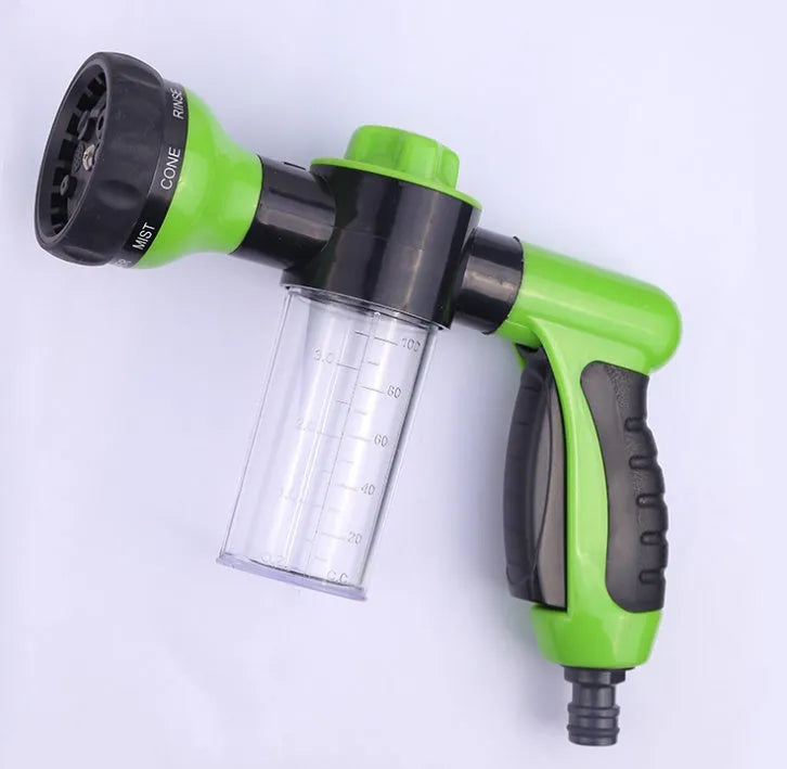 High pressure foam spray gun with adjustable nozzle in green, yellow or black colours