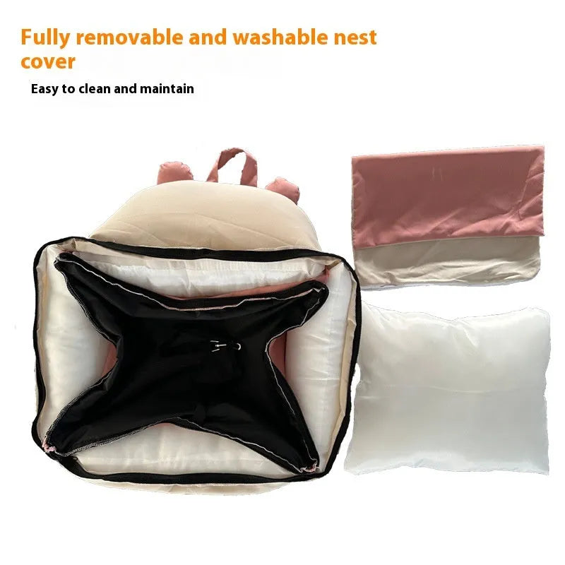 Removable blue beige dog car kennel with PP raw cotton padding, shown in a vehicle boot.