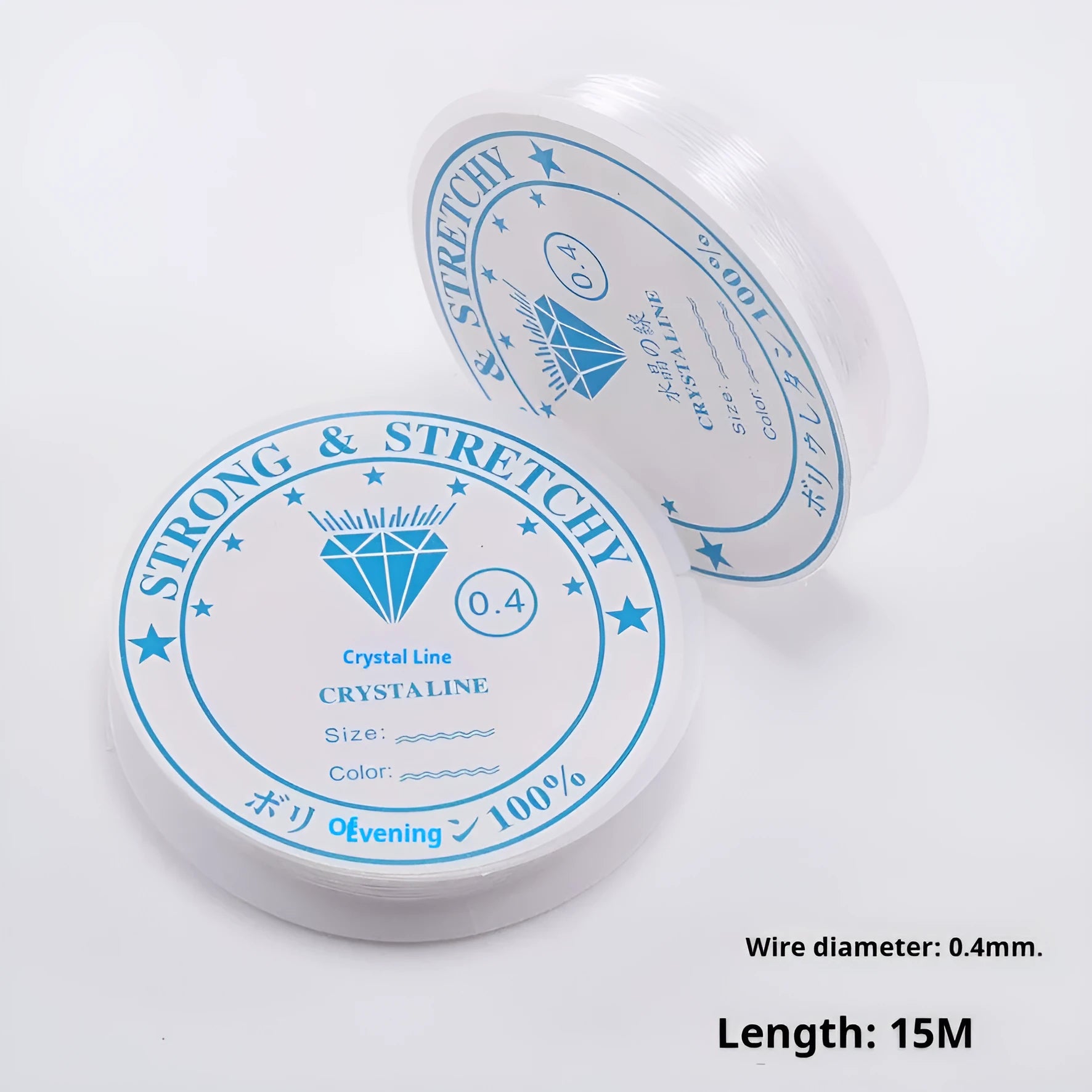 Transparent white crystal fishing line elastic cord reel for jewellery making and craft projects