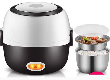 White multi-function electric lunch box with USB cable and two-layer or three-layer design options