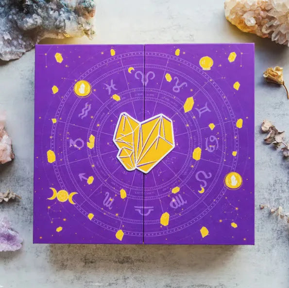 Halloween countdown gift box with festive paper design measuring 33.5cm wide