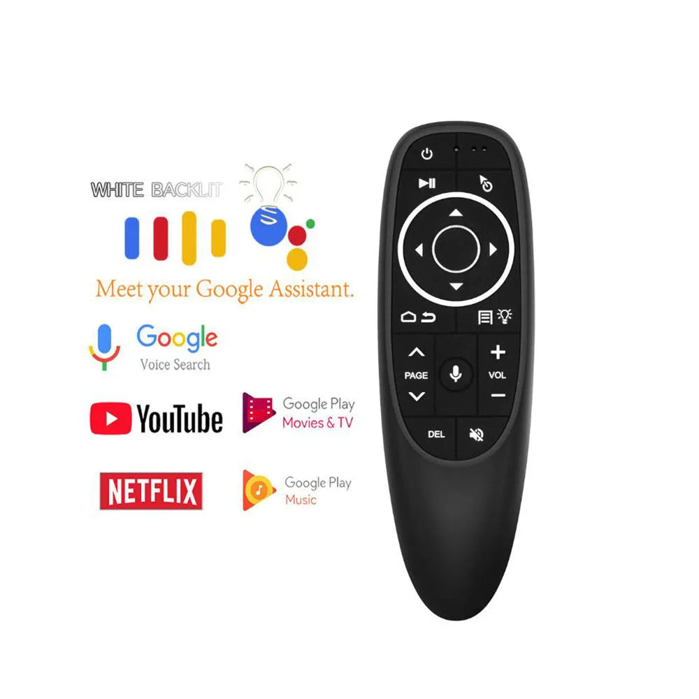 G10 G10S black voice remote control with silicone buttons and plastic shell for Android players