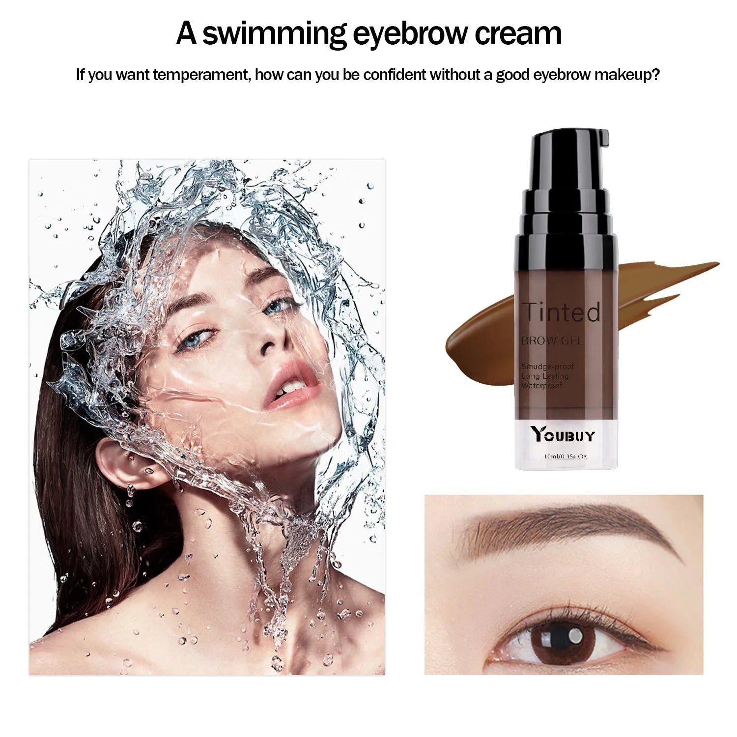 Waterproof eyebrow cream and eyebrow dye kit in dark grey and golden yellow shades for natural brow definition