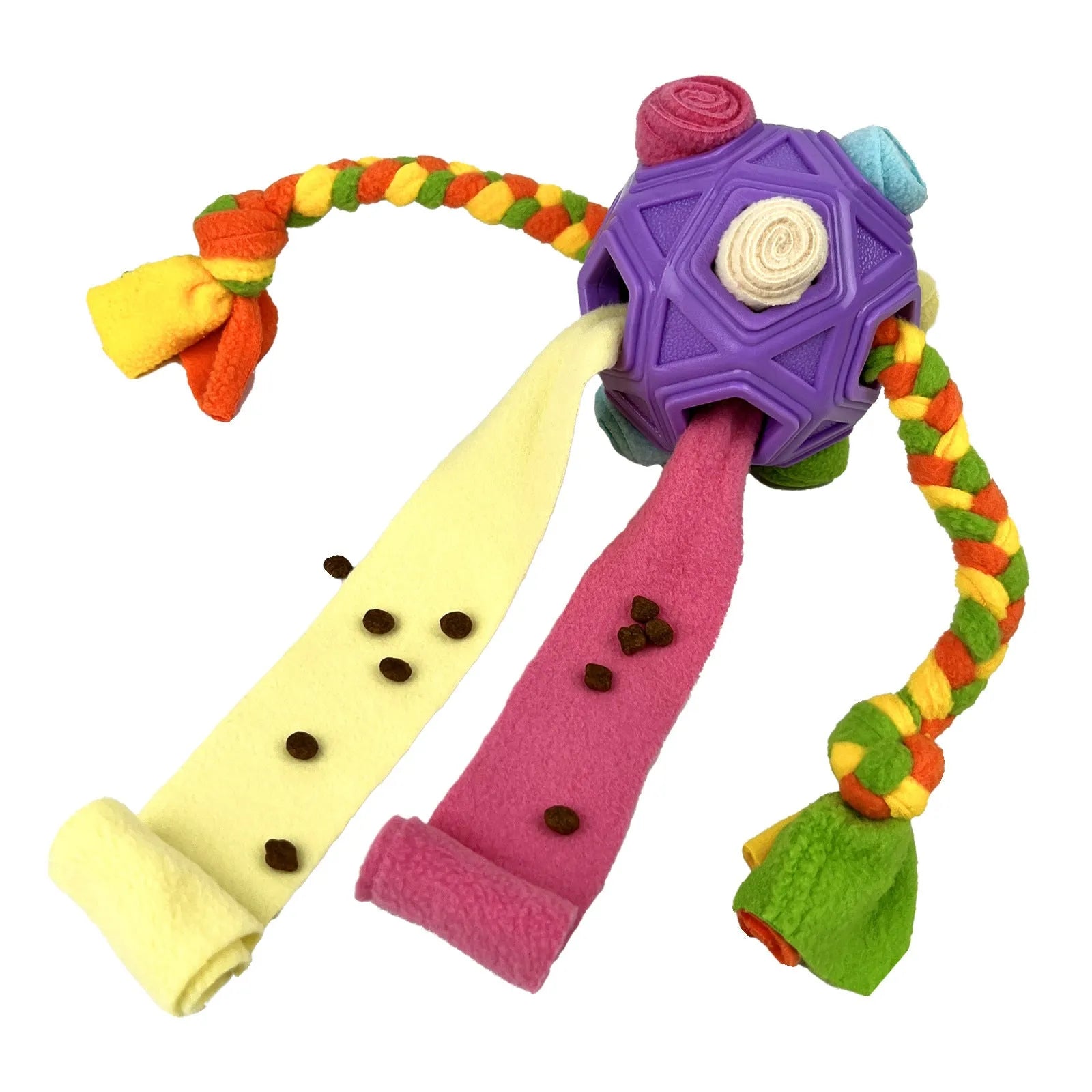 Bite-resistant pet sniffing ball dog puzzle toy for IQ training, shown in assorted colours including blue and redgreen.
