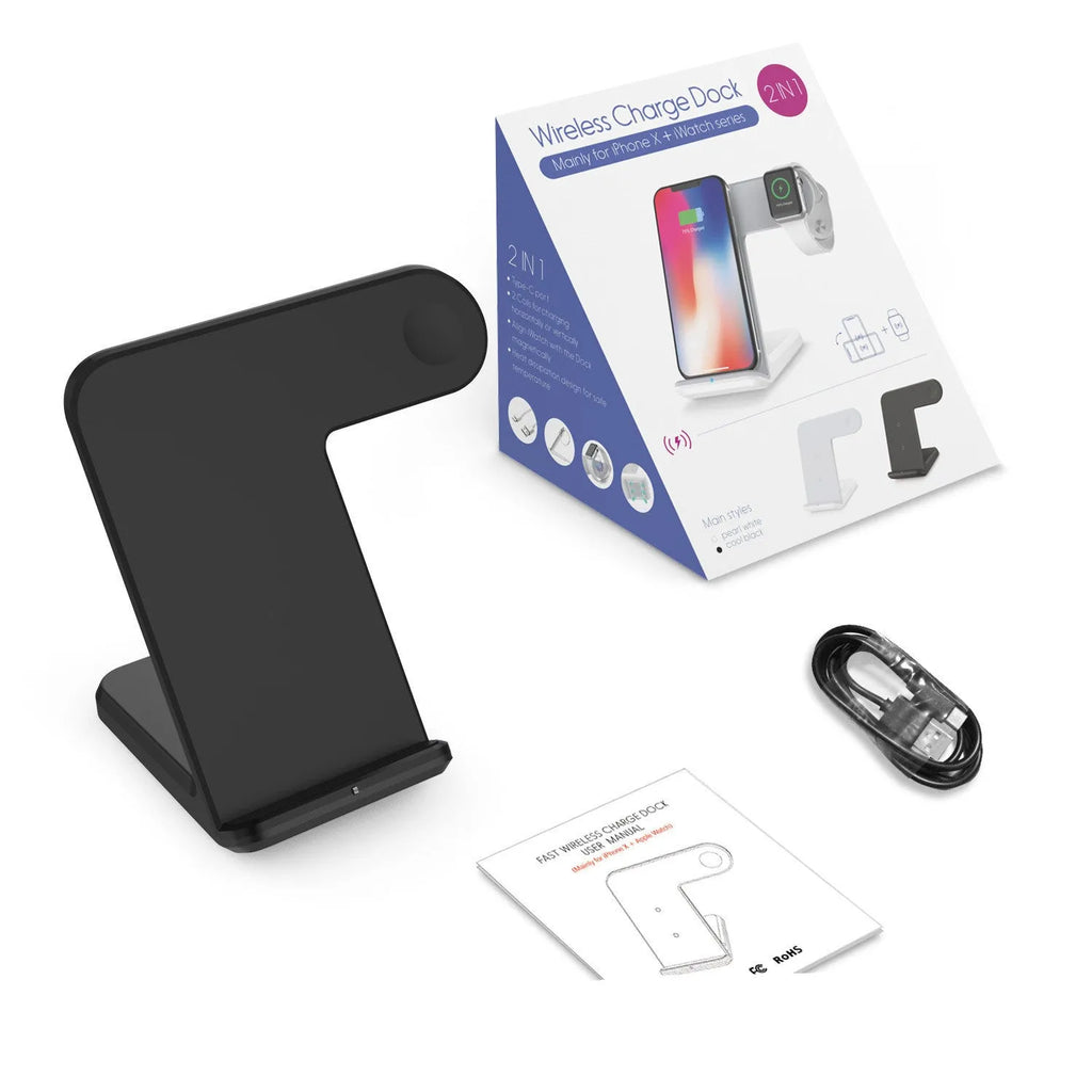 Black or white wireless phone charger with 140x121x105mm dimensions and Type-C cable