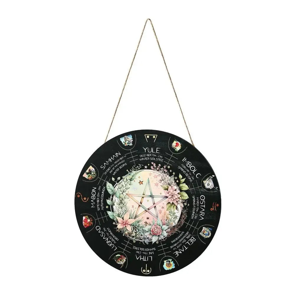 29.5 cm boxwood decorative pendant in American style, showing design options like black cat, owl, and rose.
