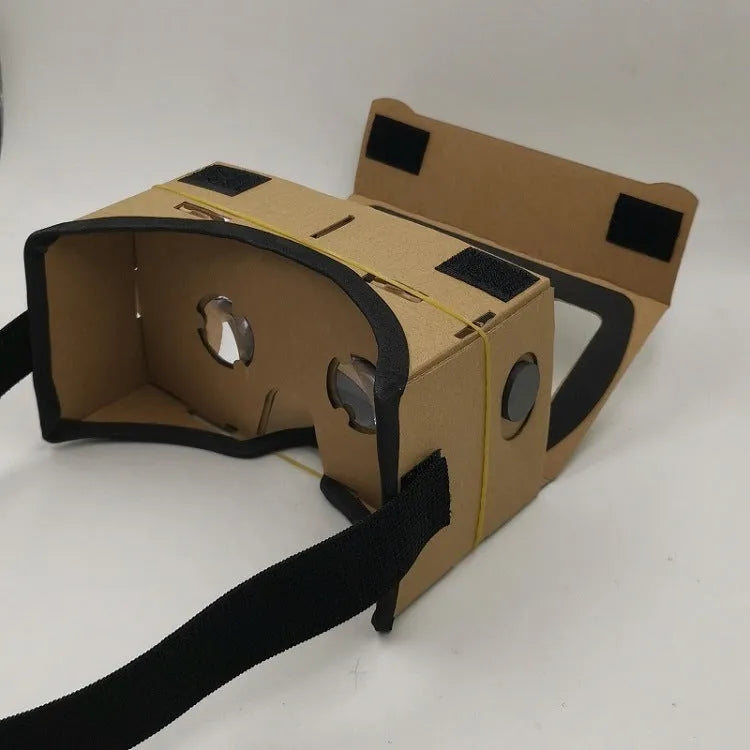 Pink and white VR cardboard glasses for 6-inch smartphones with adjustable straps and magnet control
