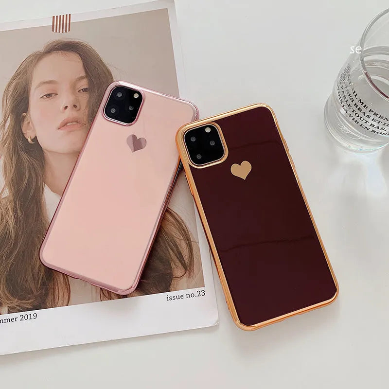 Solid colour TPU phone case for iPhone in blue, claret, pink and green options