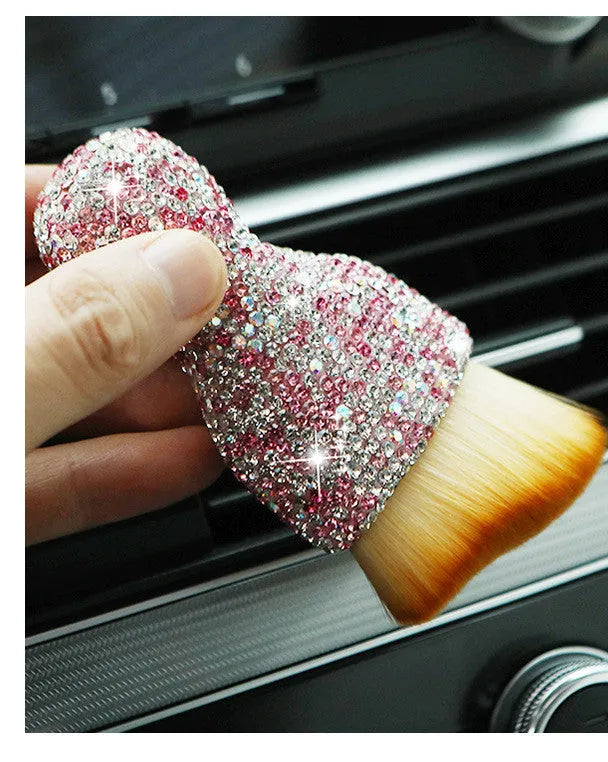 Car interior soft cleaning brush with flexible PVC construction and soft bristles for dashboard and vent dust removal