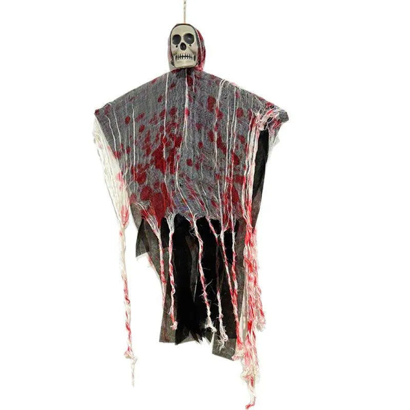 Blood-dyed luminous plastic skull hanging ghost Halloween decoration with glow-in-the-dark properties