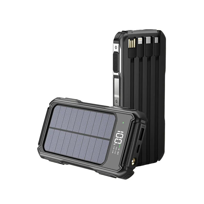 Military grade power bank in black, green, or orange showing front and side with capacity labels.