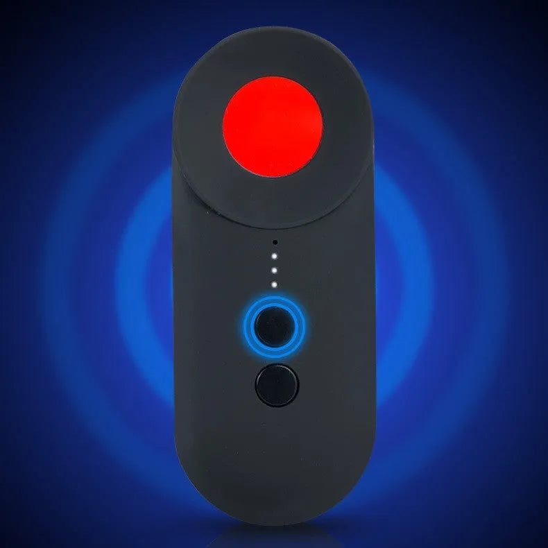 Black GPS signal detector and hidden camera finder with Micro USB port measuring 93.8mm
