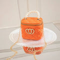 PVC bucket-shaped gel bag with a heart pattern, shown in one of seven available colours.