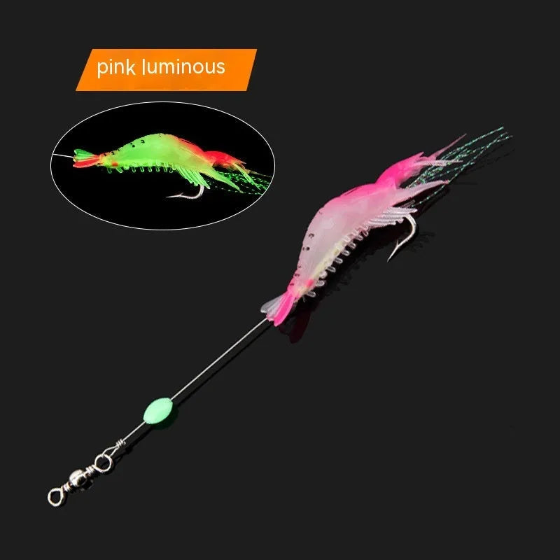 Luer soft fishing lure with integrated hook in six colour variations including black head yellow body and luminous options