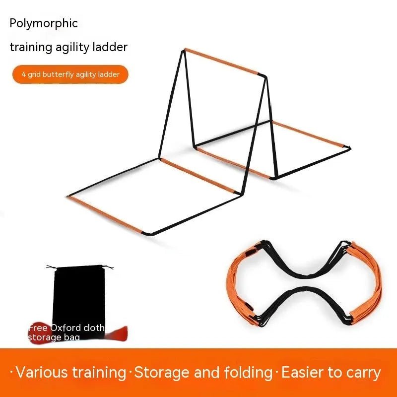 Butterfly ladder agility training equipment with plastic construction and jump grid patterns in six different length options