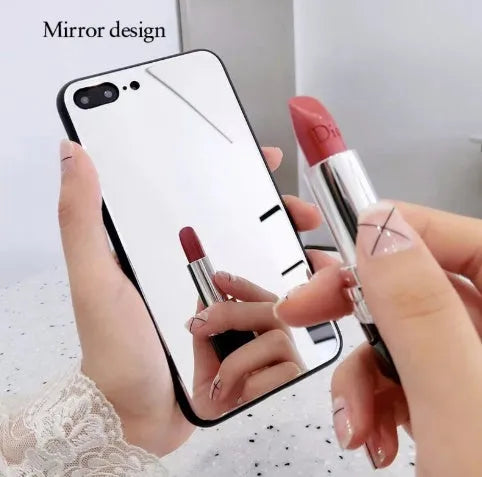 Black iPhone case with front mirror compatible with iPhone X, iPhone 7, and iPhone 8 Plus models